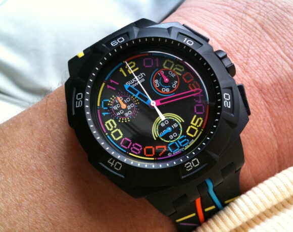 Neon retro swatch watch