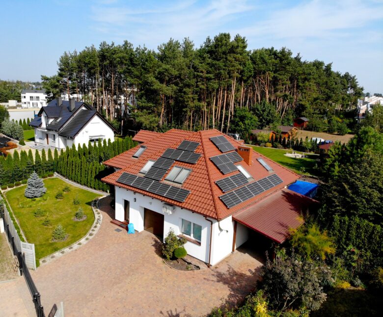 Solar panels on the roof of a house