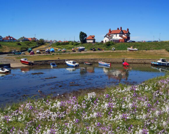 Harbour and boats in Northumberland coastal village