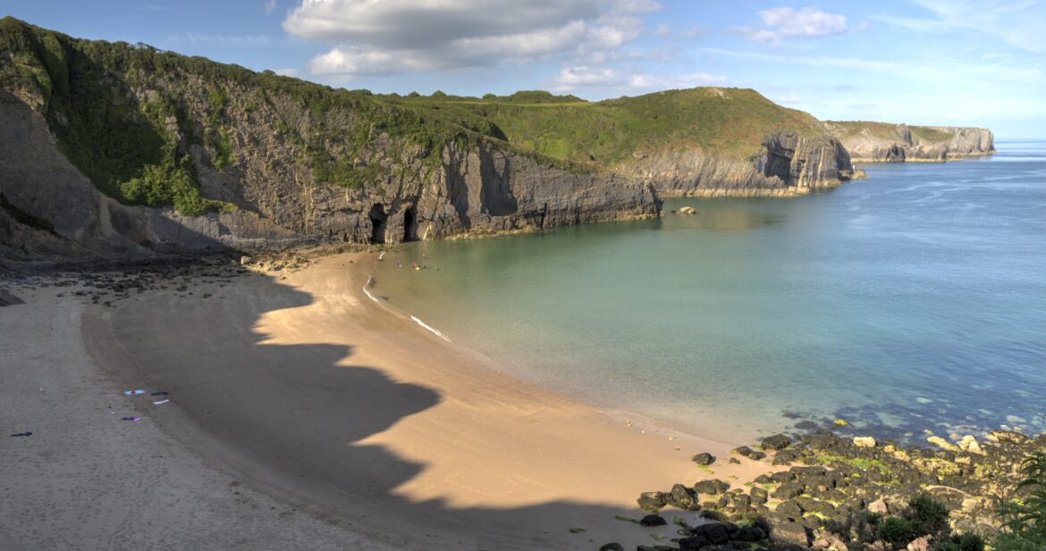 Late afternoon at a beautiful beach in Tenby, Wales