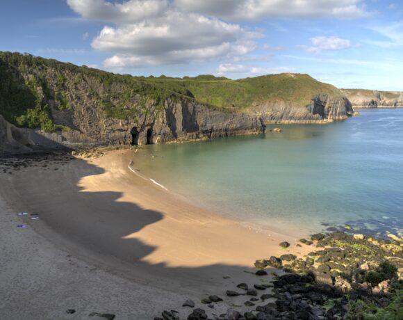 Late afternoon at a beautiful beach in Tenby, Wales