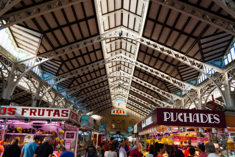 Inside the central hall of a food market in Spain