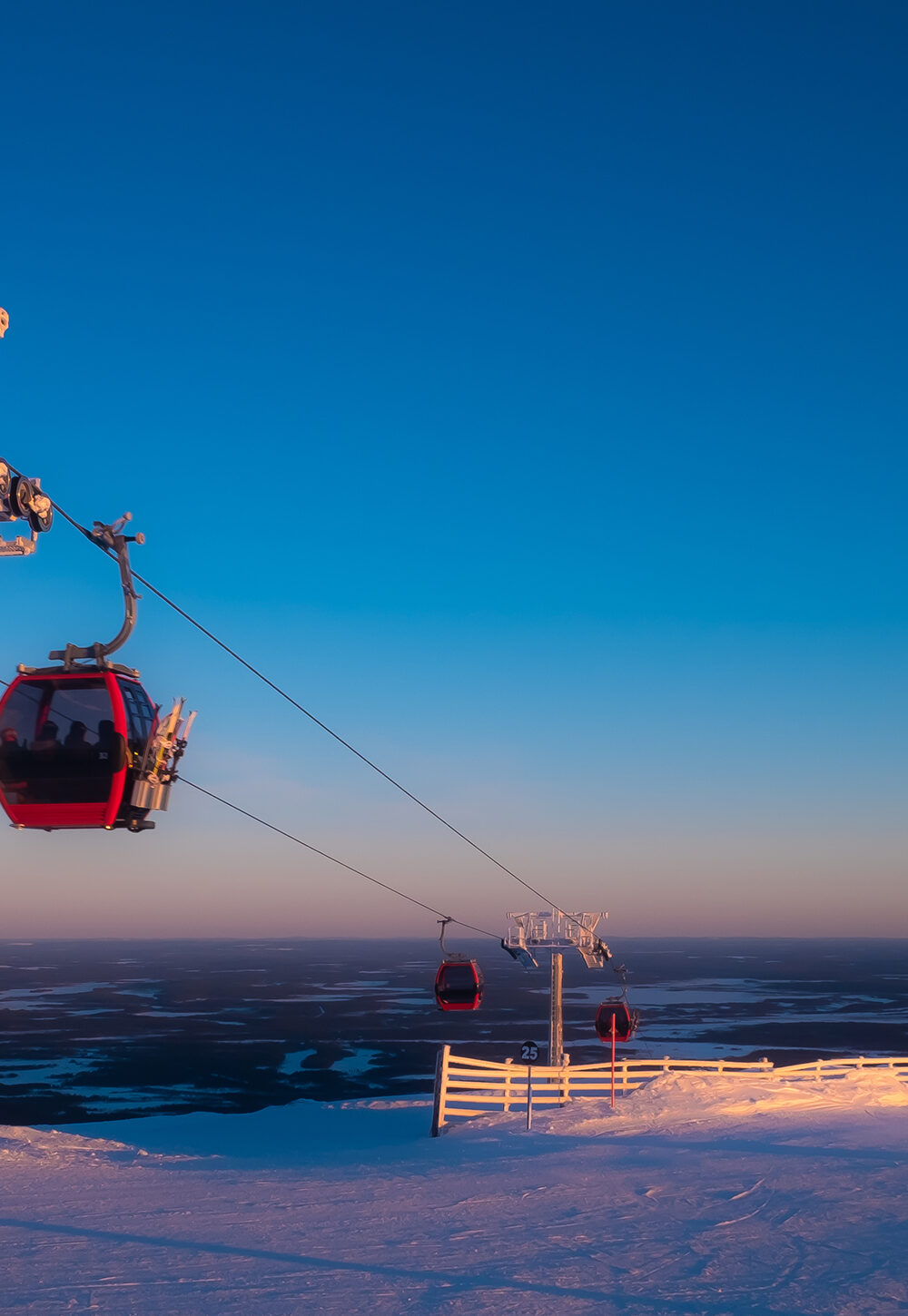 Sunset at a ski lift