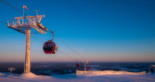 Sunset at a ski lift