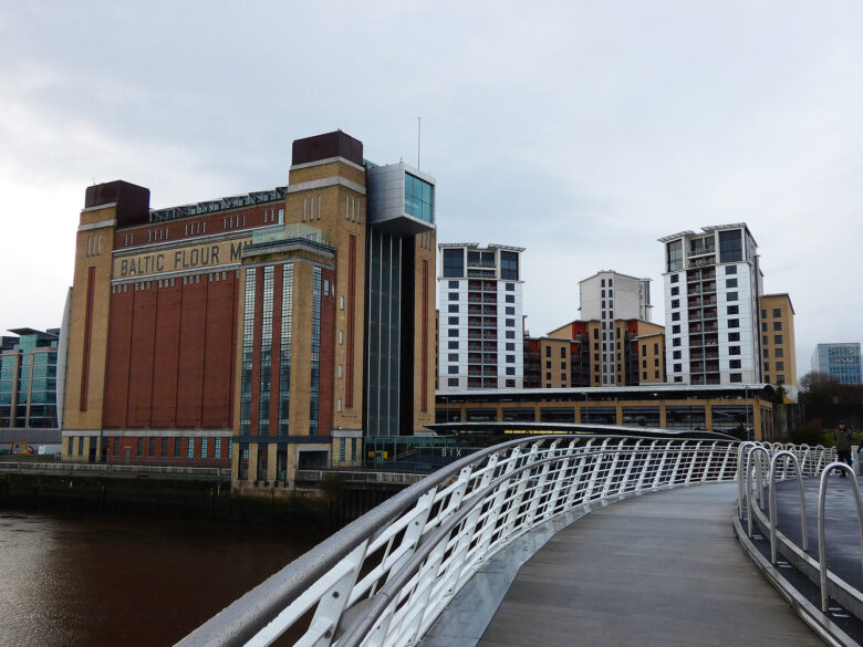 A bridge and buildings at Newcastle quayside