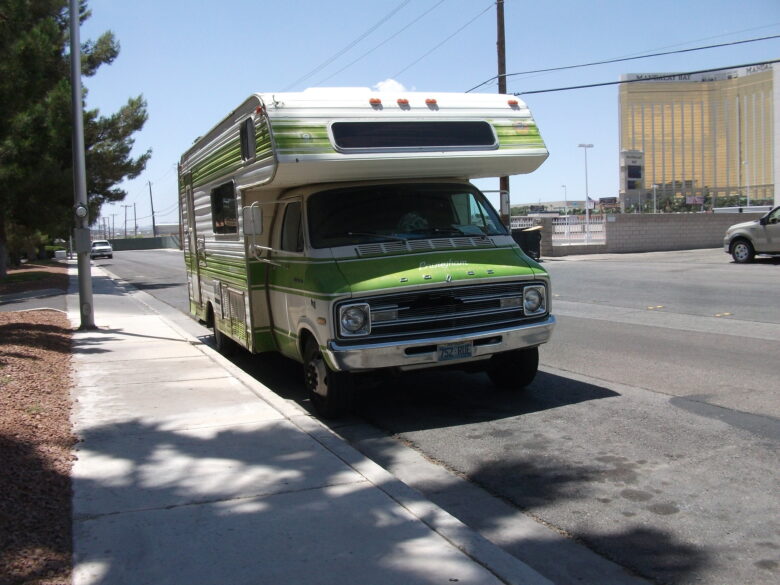 A Dodge motorhome parked on a street in Las Vegas
