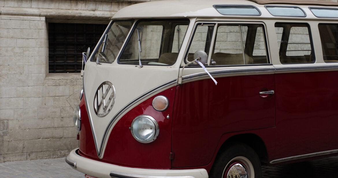 A red and white VW van